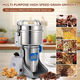 MAGIC MASTER 500g Grain Mill, High Speed 1800W Electric Grinder, Stainless Steel Dry Grinder for Flour, Wheat, Nut, Corn, Rice, Pepper, Herbs, Coffee Beans, Swing, 110V