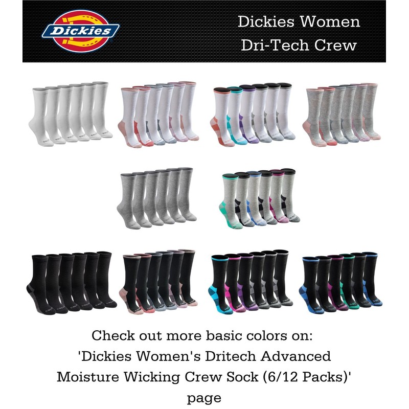Dickies Women's Dri-tech Moisture Control Crew Socks Multipack, Denim Tribal