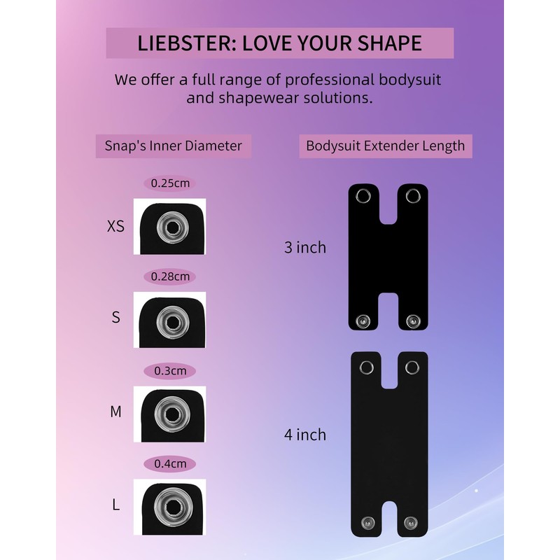Liebster Women's Bodysuit Extender H-shaped - Premium Metal Snap, Adjustable