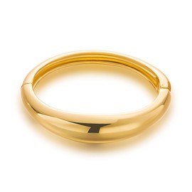 RINHOO Chunky Gold Cuff Bracelets Trendy Hinged Open Wrist Cuff Bracelet Minimalist Bangle Jewelry for Women (Gold1-Style 1)