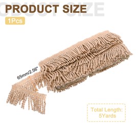 sourcing map 5 Yards Curtain Fringes Trim, 2.5 Inch Wide Embellishments Curtain Fringes Fabric Trims Sewing DIY Decoration for Sewing Curtain Sofa Clothes, Gold