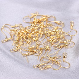 14K Gold Earring Hooks 50 PCS - Hypoallergenic Jewelry Making Supplies with Fish Hook, Ear Wires, Findings, and Hardware for DIY
