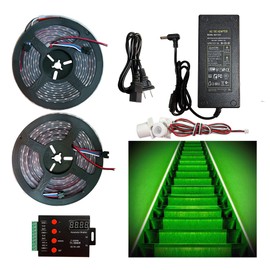 CANRIA Flowing Water Two-Way Sensor Color Stair Light, Motion Sensor, LED Controller, 12V, 16.4FT Flexible Light Strip, PIR Sensor Stair Light, Indoor, Outdoor(Plus Version)