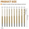 XIFOWE 10Pcs Titanium-Coated HSS Twist Drill Bit Set (0.6mm, 0.8mm,