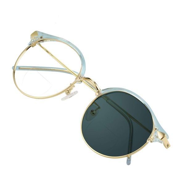 VisionGlobal Bifocal Reading Glasses Photochromic Dark Gray Sunglasses, Classic Retro