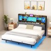 YITAHOME Upholstered Platform Bed with Headboard Storage and LED Lights