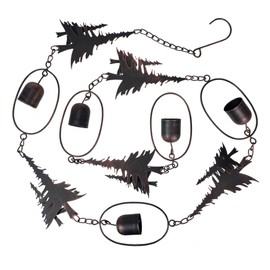 Things2Die4 70-Inch Metal Rain Chain with 5 Forest Tree Silhouettes & Zen Bells, Aged Bronze Finish, 3.25-Inch Diameter, Decorative and Functional Downspout Alternative