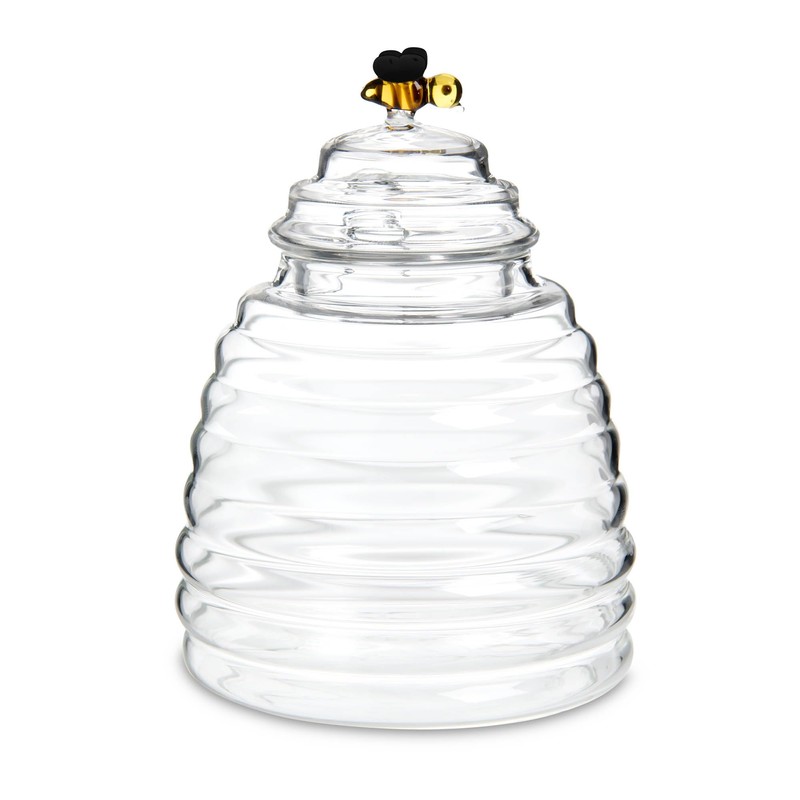 HIC Kitchen Glass Honey Jar with Lid and Honey Dipper,