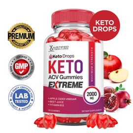 Keto Drops Keto ACV Gummies Extreme 2000MG Keto Drops Keto Gummies Advanced Formula Apple Cider Vinegar with Pomegranate Beet Juice Powder B12 Vegan Non GMO 60 Gummys