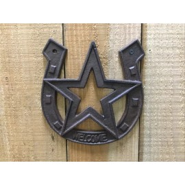 Cast Iron Horseshoe Star Welcome (180-0029)
