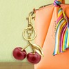 Quadafy 18K Gold Plated Cherry Keychain, Cherry Purse Charm Made