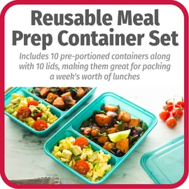 Good Cook Meal Prep, 2 compartimentos sin BPA, apto para microondas/lavaplatos/congelador, color verde azulado