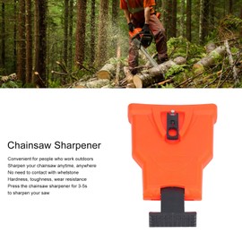 Chainsaw Teeth Sharpener, Bar Mounted Chainsaw Teeth Sharpener Fast Sharpening Stone Grinder Tool for Two Holes Chain Saw Bar(Orange)