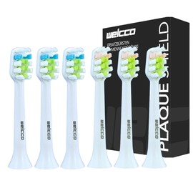 Welcco Ersatzbürstenköpfe 6 Stück – kompatibel mit Silk'n SonicSmile PLUS DCA03/25300154 Schallzahnbürste – DuPont™ Nylon, konturierte mittelharte Borsten, Plaque-Entfernung