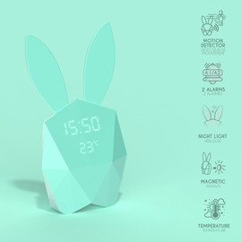 Mob Cutie Clock Connect Alarm Clock with Motion Sensor Night Light Nomad Design Turquoise
