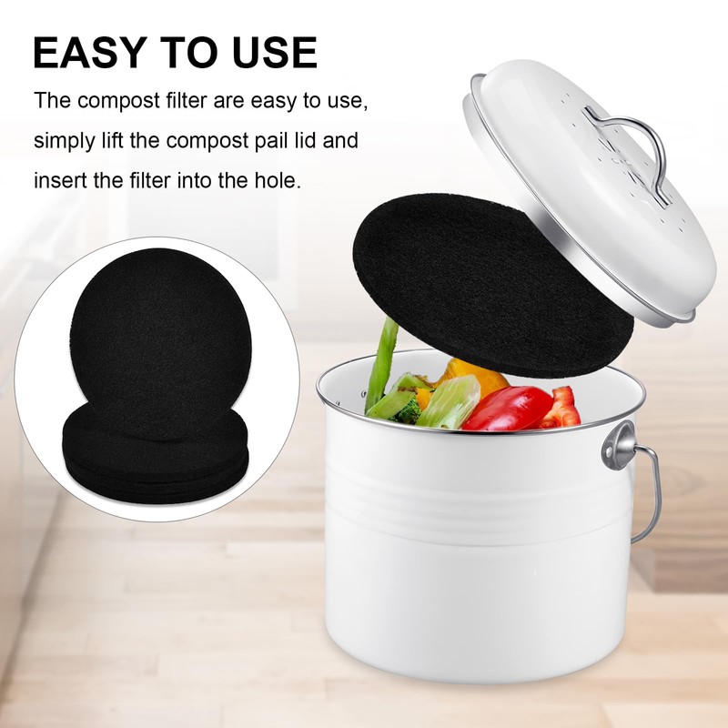 KingBra 10Pcs 6.5 Inch Charcoal Filters for Kitchen Compost Bin,
