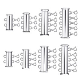 Hohopeti 8pcs Pearl Buckle Bracelet Necklace Clasp Slide Lock Clasp Connector Multi Strands Slide Tube Jewelry Making DIY Pearl Jewelry Accessory Layered Buckle