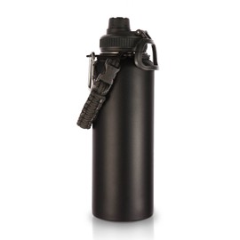 Volhoply 1200ml Insulated Water Bottles Paracord Handle, Stainless Steel Sports Bottle with Spout Lid, Double Walled Travel Water Thermos with Wide Mouth, Reusable Water jug for Adults (Black, 1 Set)