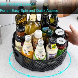 SAMSYOKI Pack of 2 Lazy Susan Turntable, Rotating Spice Rack Organiser, Honeycomb Kitchen Shelf, Kitchen Spice Rack, Spice Holder, Rotating for Spice Bottles, Oil, Ingredients Jars