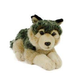 Teddys Rothenburg by Uni-Toys Cuddly Toy Wolf 24 cm Lying Grey / Beige Plush Wolf Plush Toy