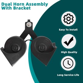 MITZONE Dual Horn Assembly With Bracke Compatible with 2005-2024 Ford F250 F350 F450 F550 2008-2010 E150 E250 E350 E450 Super Duty Base Club Wagon Chateau 8C2Z-13832-A