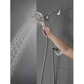 Delta Arvo 14 Series Brushed Nickel Shower Faucet Set with In2ition 2-in-1 Dual Shower Head with HandHeld Spray Combo, Valve Trim Kit, SpotShield Stainless 142840-SP-I (Valve Included)
