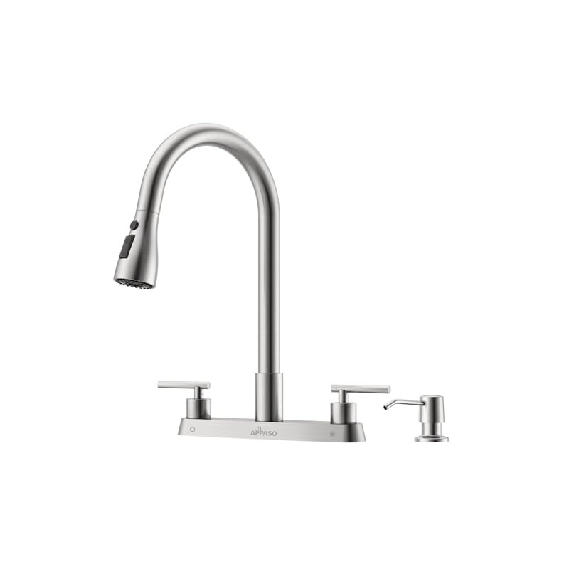 APPASO 2 Handle Kitchen Faucet with Sprayer, 4-Hole Kitchen Faucet