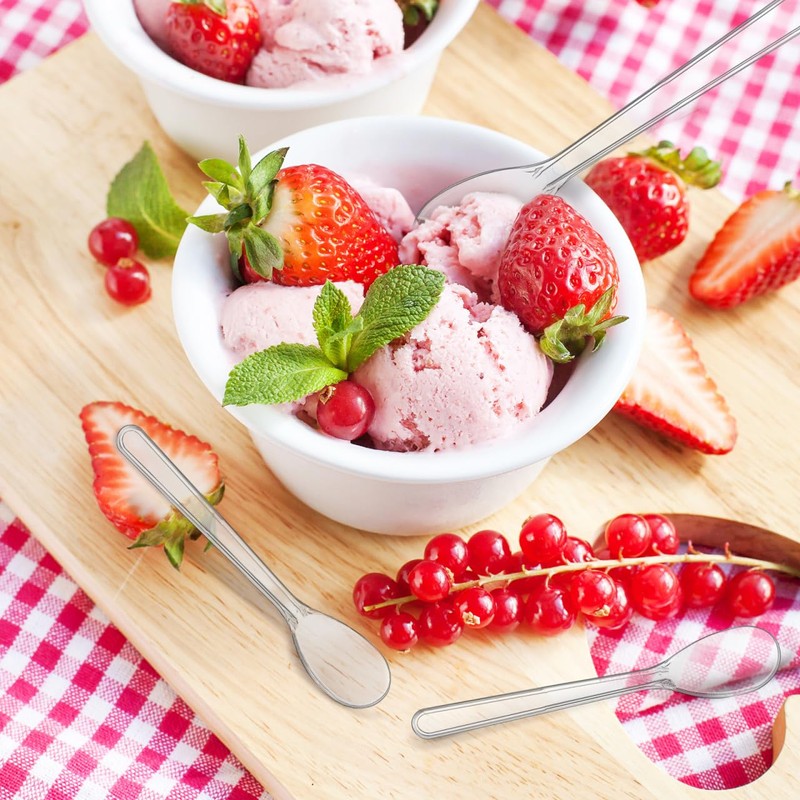 Clear Disposable Dessert Spoons 100 pack Individually Wrapped Mini Tasting