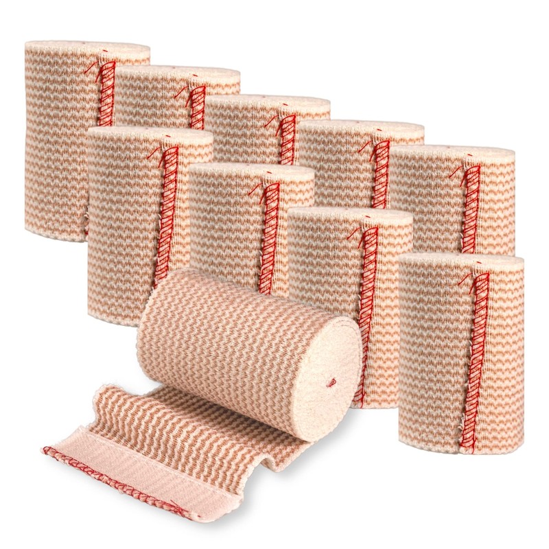 Vakly Elastic Bandage Wrap Rolls with Self-Closure [Pack of 10]