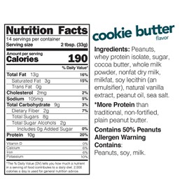 Nuts 'N More Cookie Butter Peanut Spread, All Natural High Protein Nut Butter Healthy Snack, Omega 3’s and Antioxidants, Low Carb, Low Sugar, Gluten-Free, Non-GMO, Preservative Free, 16 oz Jar