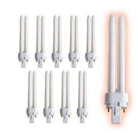 26 Watt CFL Light Bulbs | 2 Pin G24D-3 Base 5000K Daylight | 26W High Output 1800 Lumens | Double Tube Compact Fluorescent Light Bulbs Plug-in | 10 Pack by GoodBulb