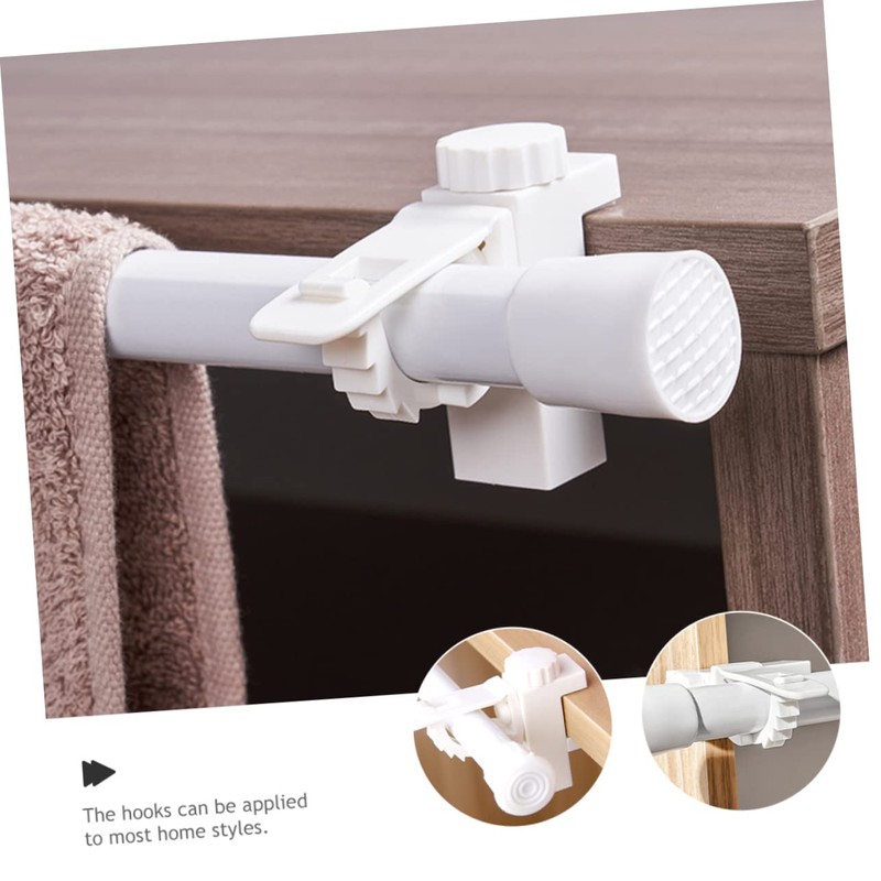 STOBAZA Curtain Rod Brackets No Drill 2 Pack White Pp