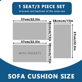Armrest Covers, Couch Arm Covers Recliner Covers with Storage Pockets Armrest Protector Headrest Cover Armchair Slipcover for Recliner, Chair, Sofa (Color : #10, Size : 1 Seat/3 Piece Set)