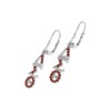 DELTA SIGMA THETA VERTICAL SILVER EARRING WITH RUBY DST-E002