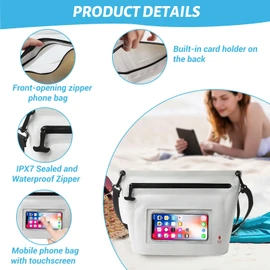 Dwafill Waterproof Swimming Bag, 6L Waterproof Bag, Waterproof Bum Bag for Surfing, River Search, Rafting, Climbing, Hiking, Exploring (White)
