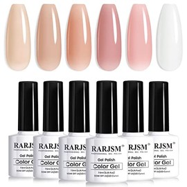 RARJSM Set De 6 Esmaltes De Uñas En Gel Nude, Transparentes, 7.5 Ml Transparente, Morado, Rojo Vino Translúcido, Malva Lechoso. Manicura Francesa.... 