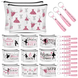 XEQWZVFR 40 Pcs Ballet Dancer Makeup Bag Dance Gifts Bulk Ballerina Makeup Bag Ballet Cute Small Cosmetic Bag Travel Organizer Toiletry Bagpresent For Ballet Dancers Learner Women