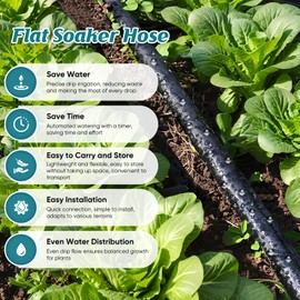 Soaker Hose 100ft (50ft*2), Heavy Duty Garden Hose for DIY Irrigation System,Drip Irrigation Hose Save 80% Water, Leakproof Design, Flexible Water Hose with Holes for Lawn, Garden Bed, Vegetable Field