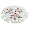 Decorative Round Table Topper with Hummingbirds and Flowers, White Embroidered