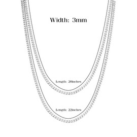 LUCKY2+7 Silver Chain for Men, 3mm Herringbone Chains for Men Stainless Steel,Mens Necklace Chain 20 inch,Gift Box Included