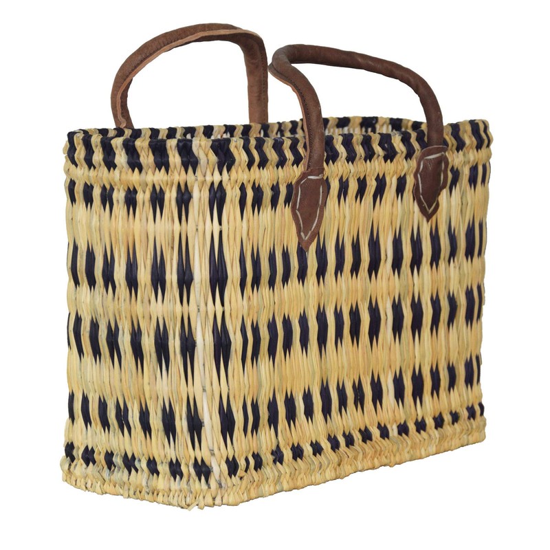 Seagrass Shopping Basket, Braided Bag with Leather Handle, Large with