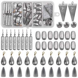 Pyramid Weights Egg Sinkers, 56Pcs/Box Fishing Weights Sinkers Kit Saltwater Sinkers Assorted Bass Casting Sinkers Weights Kit