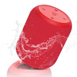 NOTABRICK Small Bluetooth Speaker, IPX67 Waterproof Wireless 5.0 with 15W Stereo Sound, TWS Pairing, 15H Playtime Portable Shower Speakers for Party Beach Outdoor Music Gift(Red)
