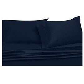 Abripedic Sateen Solid Sheets, 600-Thread-Count, Super Deep 4PC Bed Sheet Set, 100-Percent Cotton, Extra Deep Pocket, California-King, Navy