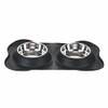 Double Pet Bowl Steel with Non-Slip Rubber Mat