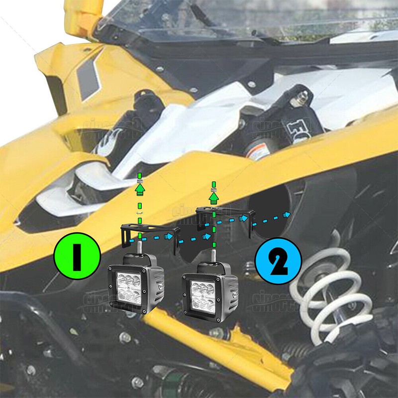 sinocea0 For Yamaha YXZ1000R Bumper LED Headlight Kit 4x Light