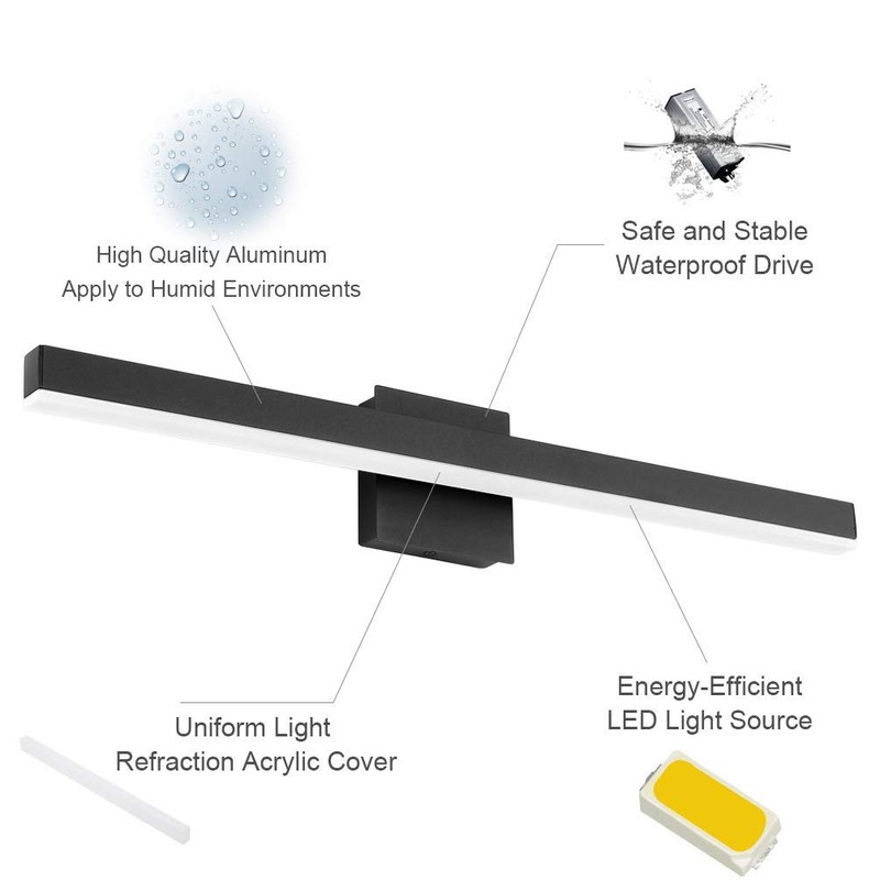 Aipsun 27.6 inch Modern Black Vanity Light LED Black Bathroom