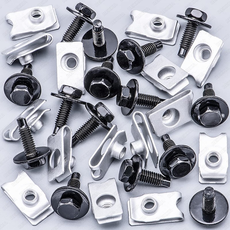 Rexka 15 Sets M6-1.0 X 20mm Hex Head Sems Bolt
