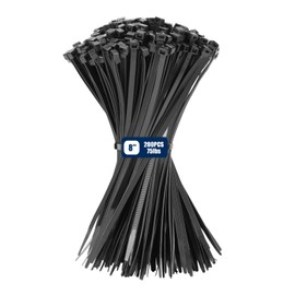 Armpow 8 Inch Black Zip Ties 200 Pack, 75 lbs Tensile Strength, Self Locking Nylon PA66 Heavy Duty Cable Ties - For Indoor and Outdoor Bundling