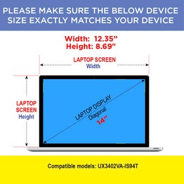 Artemis Shields Matte Anti Glare Screen Protector for ASUS Zenbook 14 inch OLED Touchscreen Laptop UX3402VA-IS94T 2 PACK